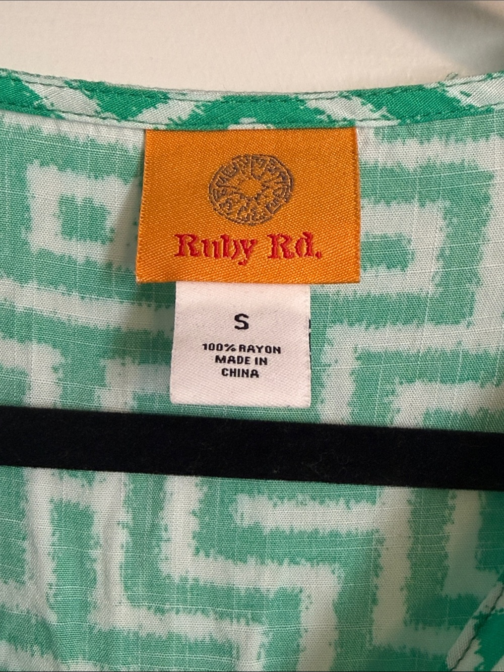 Ruby Rd. Green and White Patterned Mini Dress - Picture 3 of 4